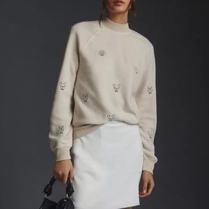 Anthropologie Dog Embroidered Sweatshirt